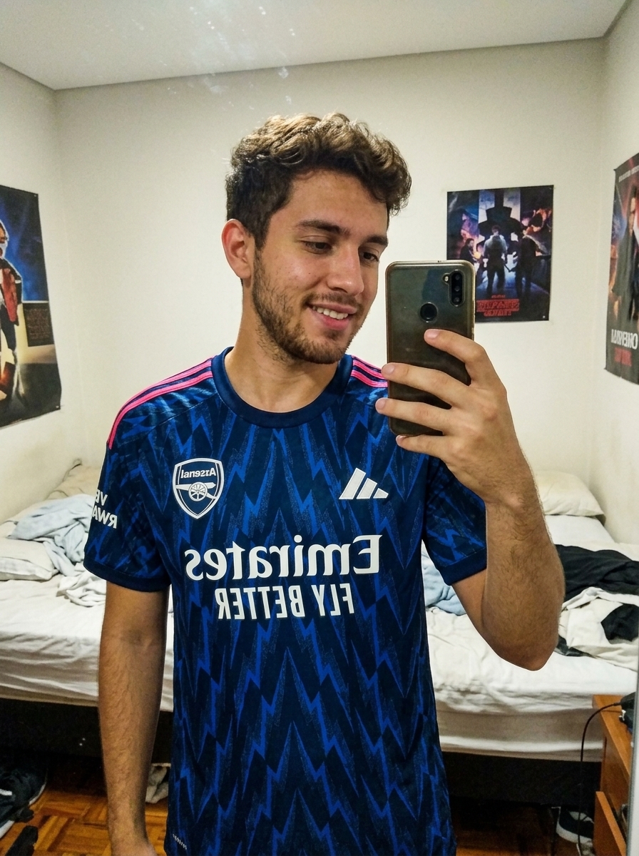 camisa arsenal azul - depoimento real de cliente 4