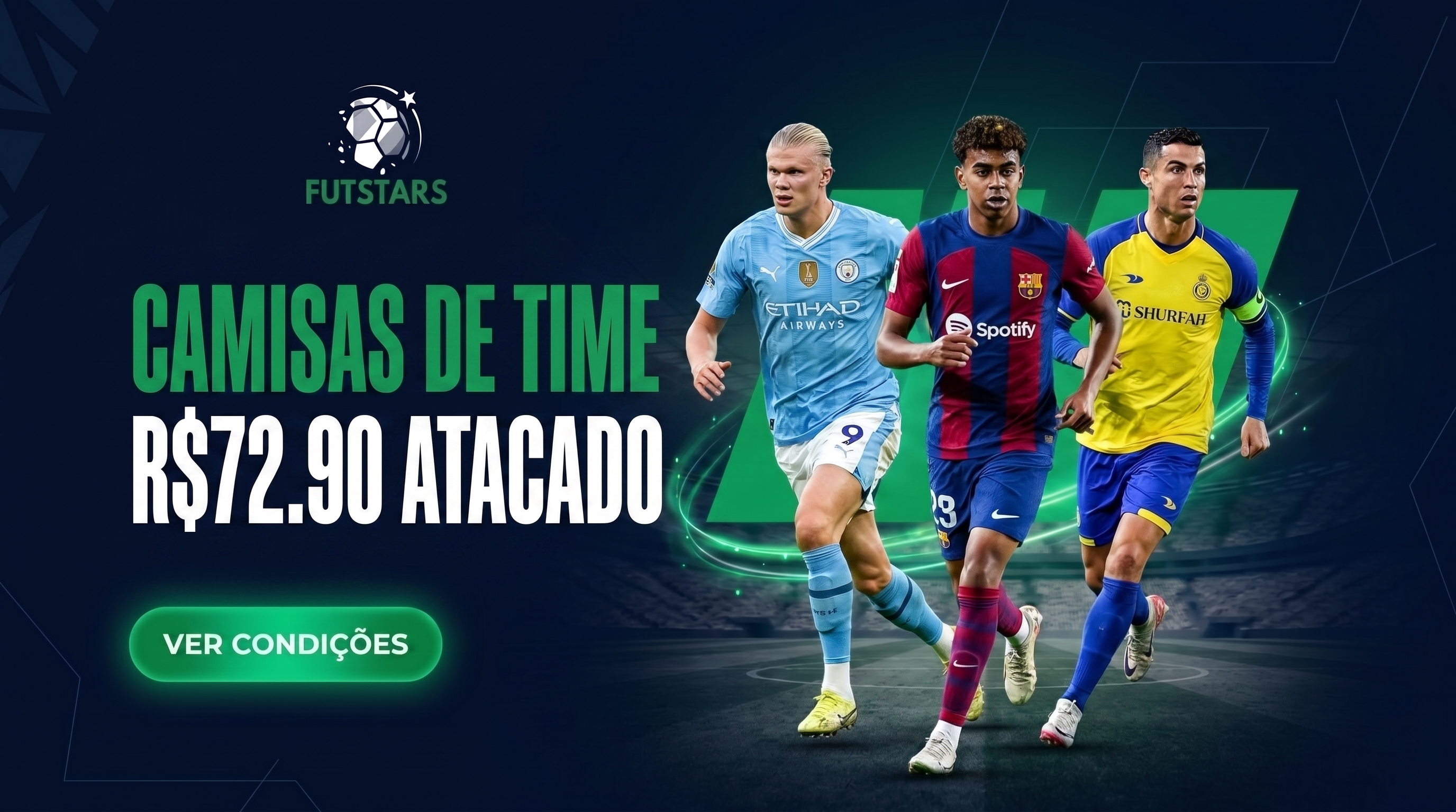 Banner promocional Fut Stars coleção de camisas de futebol