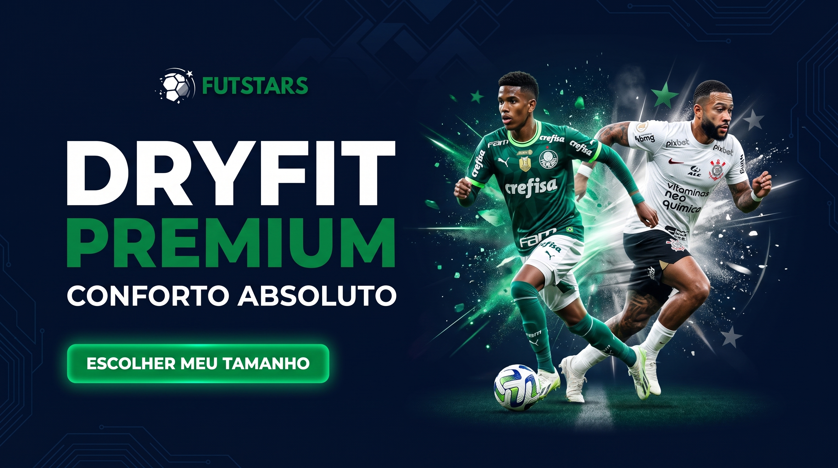 Banner promocional Fut Stars camisas de time no atacado